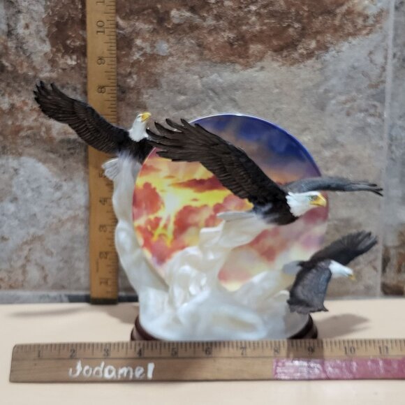 Bradford Exchange Decorative 3D Plate 3 Flying Eagles Figurine On Eagles Wings B - Picture 10 of 14